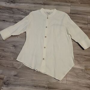 Orvis Linen Blouse Womens Large White Top Long Sleeves‎ Button Up